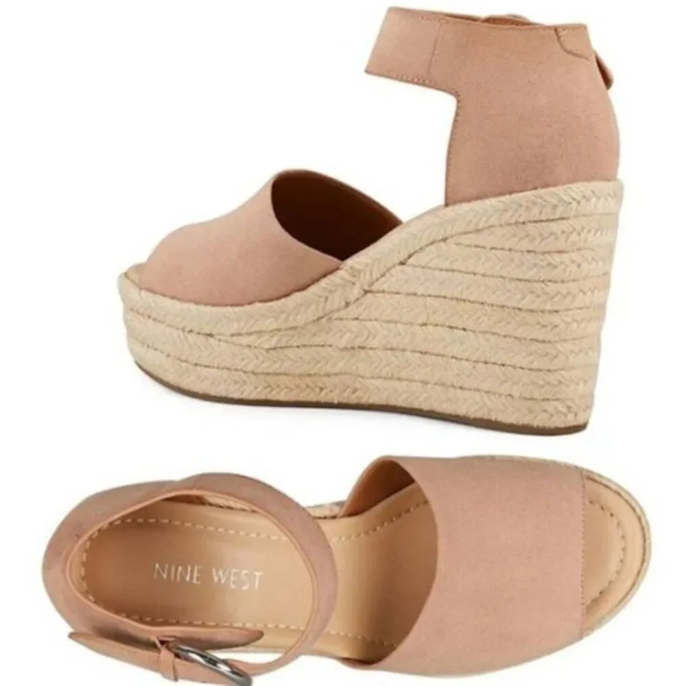 Nine West Women's Espadrille Wedge Sandals‎ Strappy Party Brown Size 9.5 NEW $79